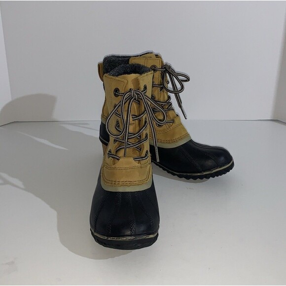 Sorel Duck Boots Womens 6 Tan Slimpack II Waterproof Heeled Lace Up NL2348-286 - Picture 1 of 9